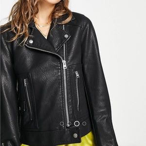 Topshop // Faux Leather Biker Jacket Size: 12